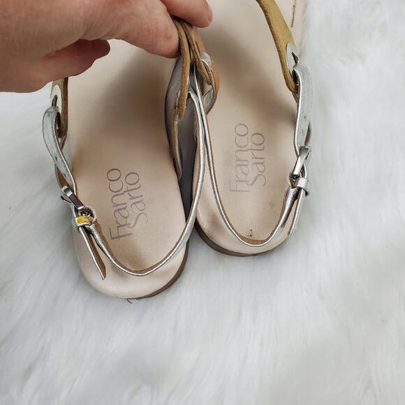 Franco Sarto Size 7.5 Grip Two Tone Leather Wedge Sandal - Picture 8 of 10